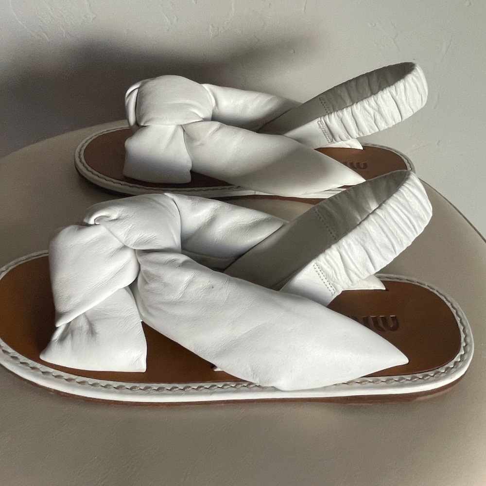 Miu Miu Padded Mordoré Nappa Leather Sandals - Picture 4 of 14